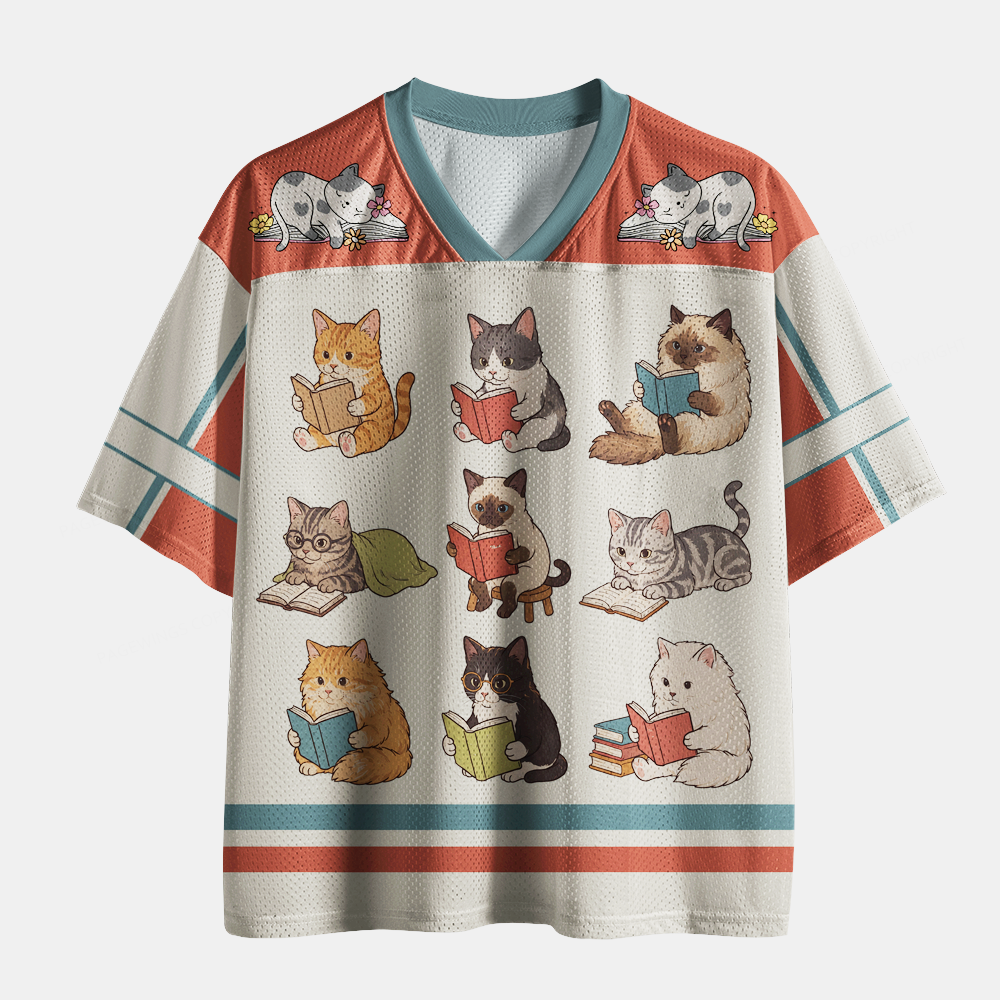 Pagewings Reading Cat Unisex Mesh Jersey