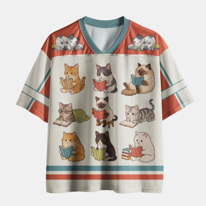 Pagewings Reading Cat Unisex Mesh Jersey