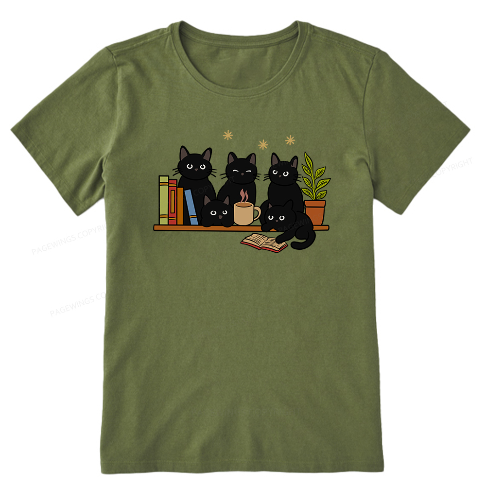 Pagewings Cat On Bookshelf Unisex Classic T-shirt