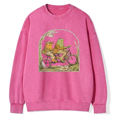 Pagewings Frog And Toad Book Vintage Unisex Washed Sweatshirt