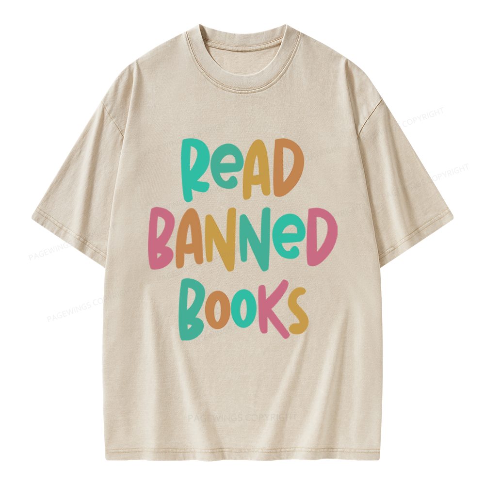 Pagewings Read Banned Books Unisex Washed T-shirt