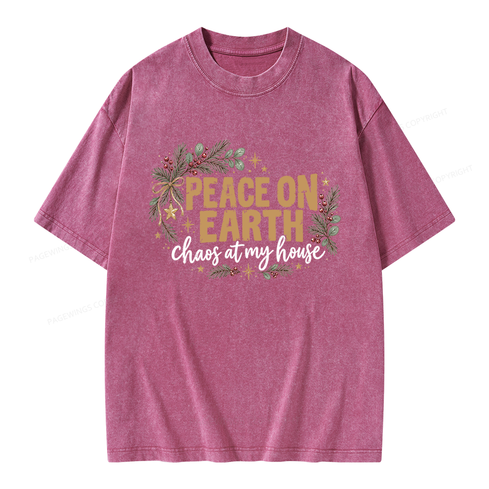 Pagewings Peace Earth Christmas Unisex Washed T-shirt