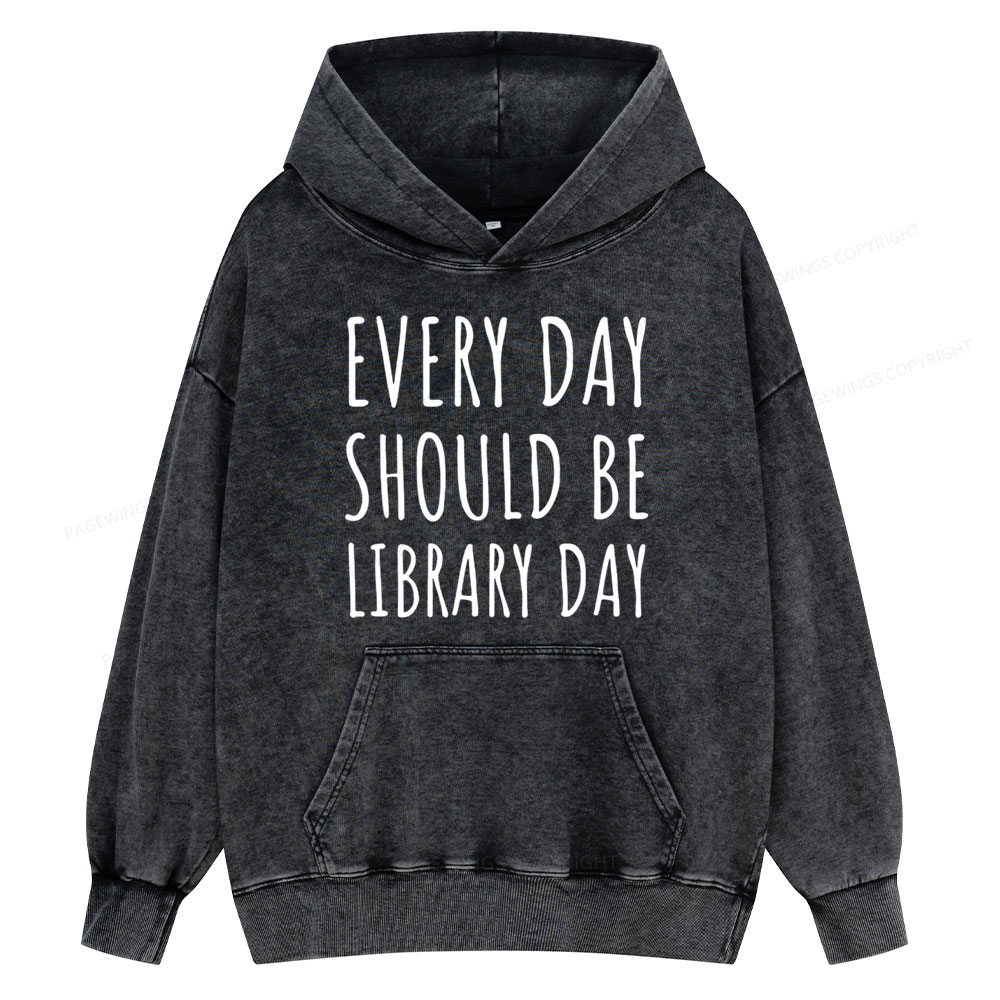 Pagewings Library Day Media Specialist  Unisex Washed Hoodie