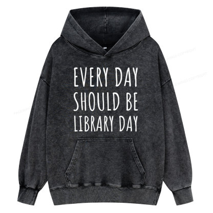 Pagewings Library Day Media Specialist  Unisex Washed Hoodie