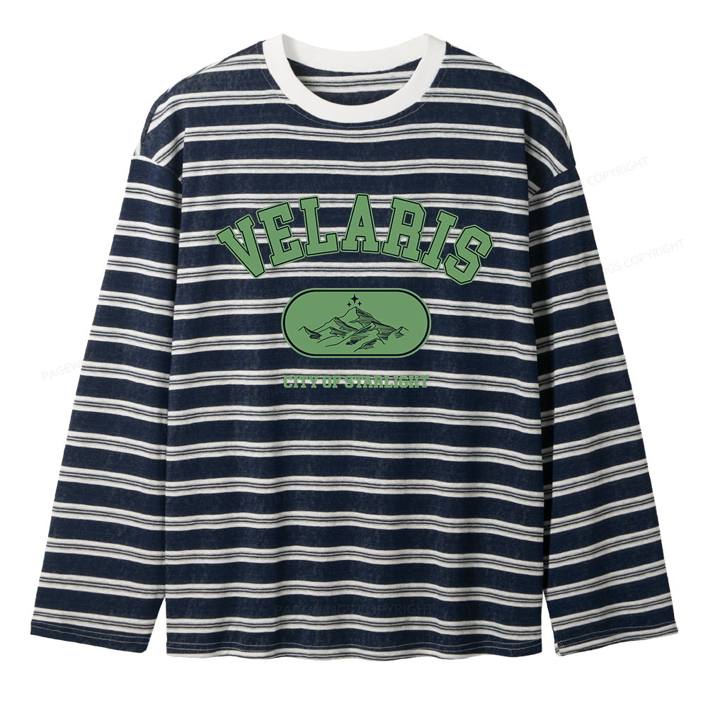 Pagewings Fantasy Book Lover Unisex Washed T-shirt Unisex Striped Long Sleeve T-Shirt
