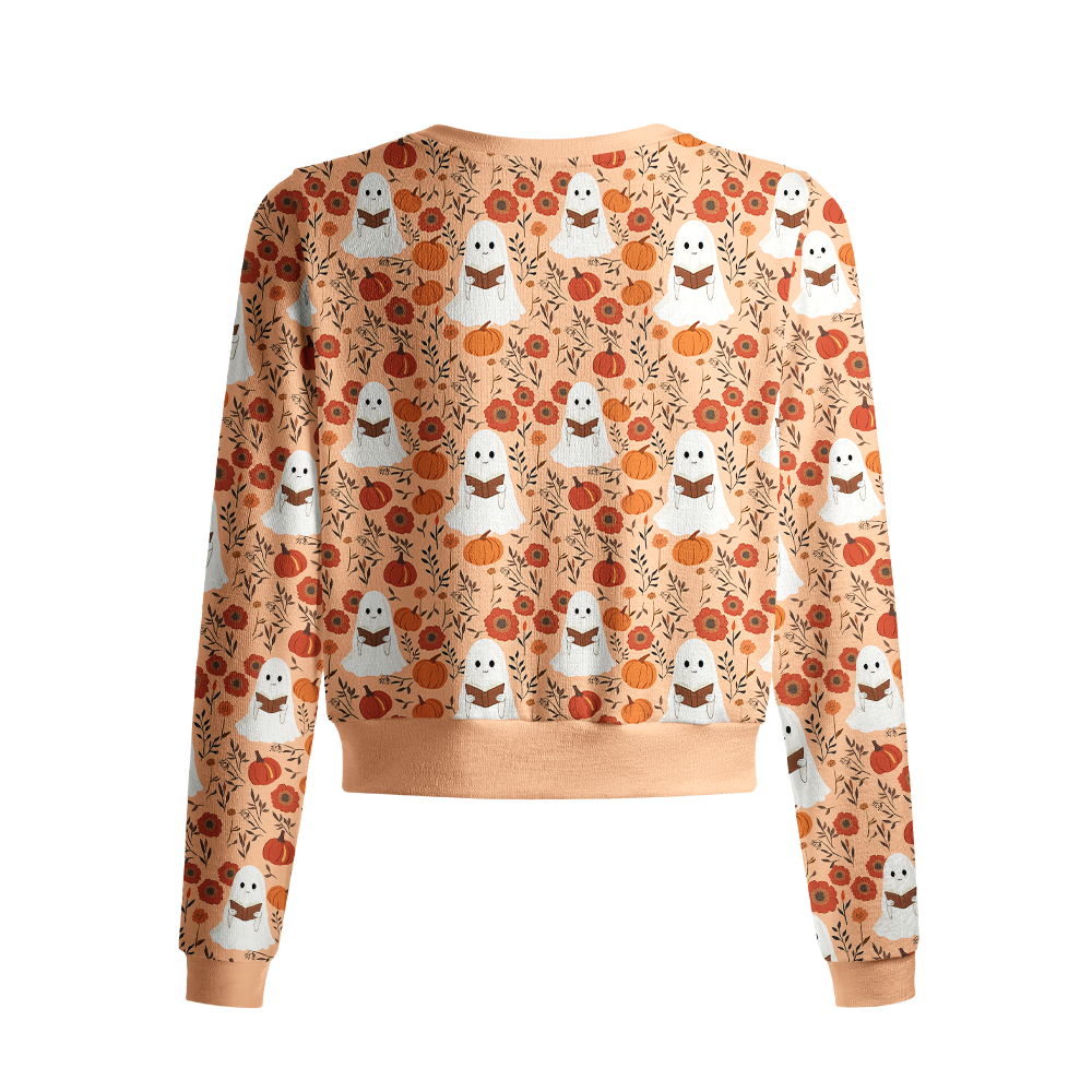 Pagewings Halloween Bookish Crew Neck Cardigan Sweaters