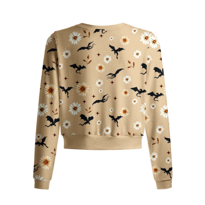 Pagewings Book Dragon Crew Neck Cardigan Sweaters