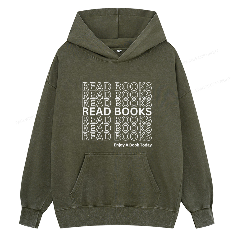 Pagewings Read Books Librarian Unisex Washed Hoodie