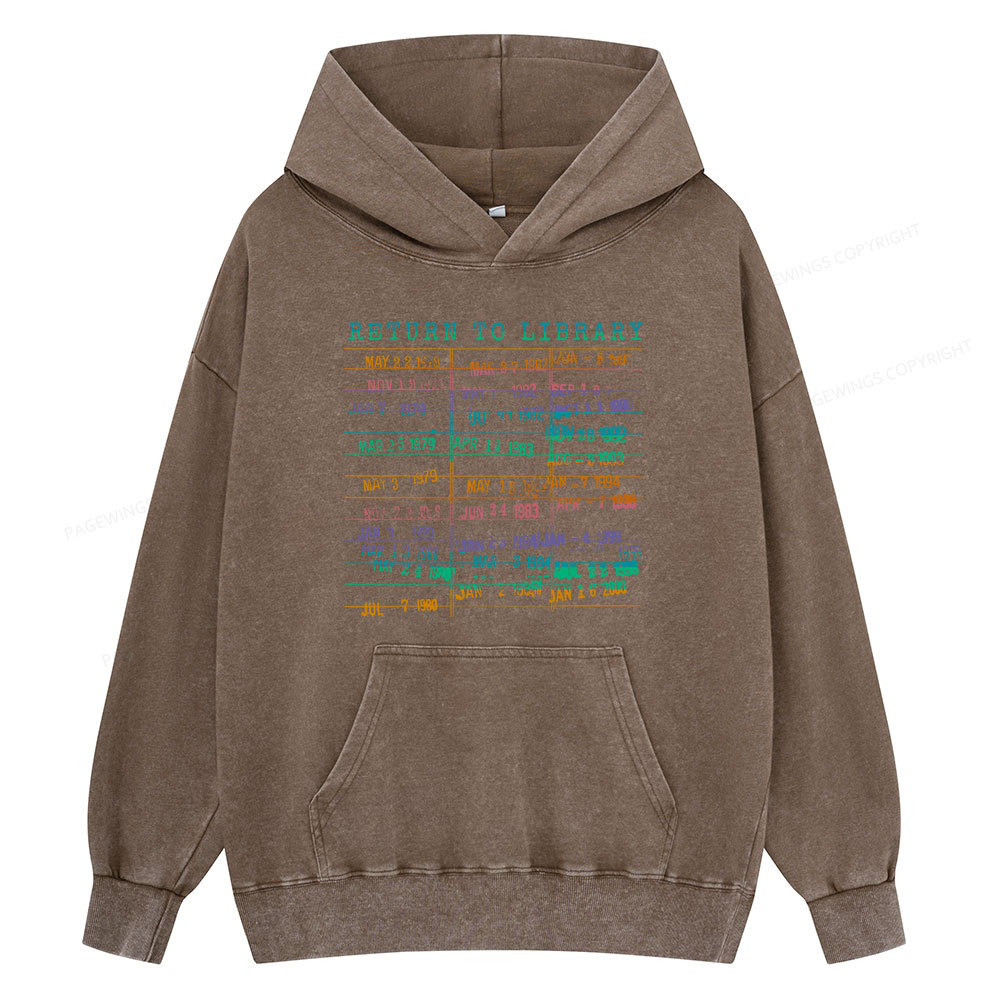 Pagewing Vintage Library Rainbow Unisex Washed Hoodie