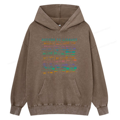 Pagewing Vintage Library Rainbow Unisex Washed Hoodie