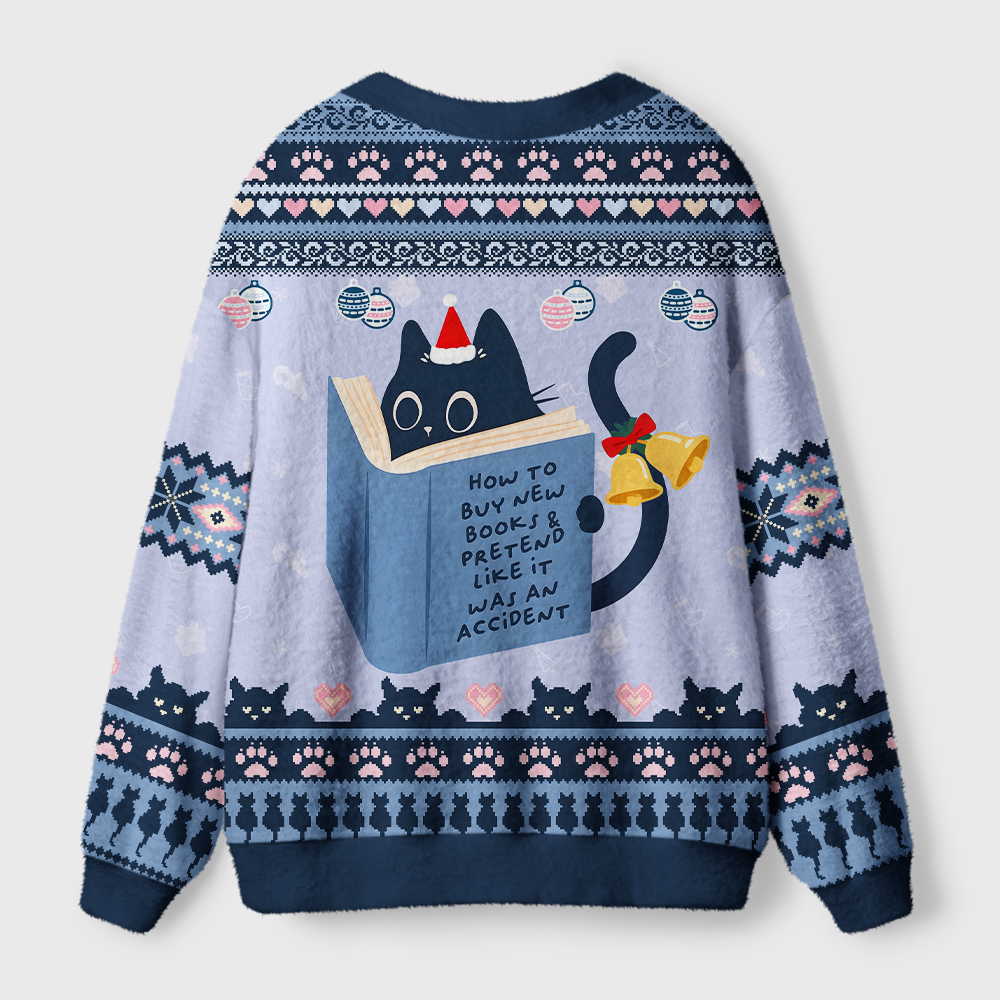 Pagewings Just A Cat Who Loves Reading Light Knit Unisex Cardigan Sweaters