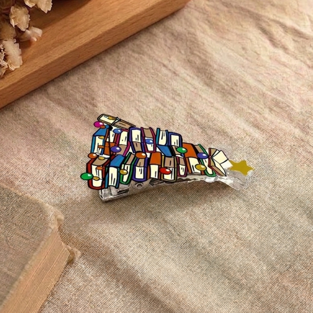 Pagewings Christmas Book Tree Acrylic Hair Clip