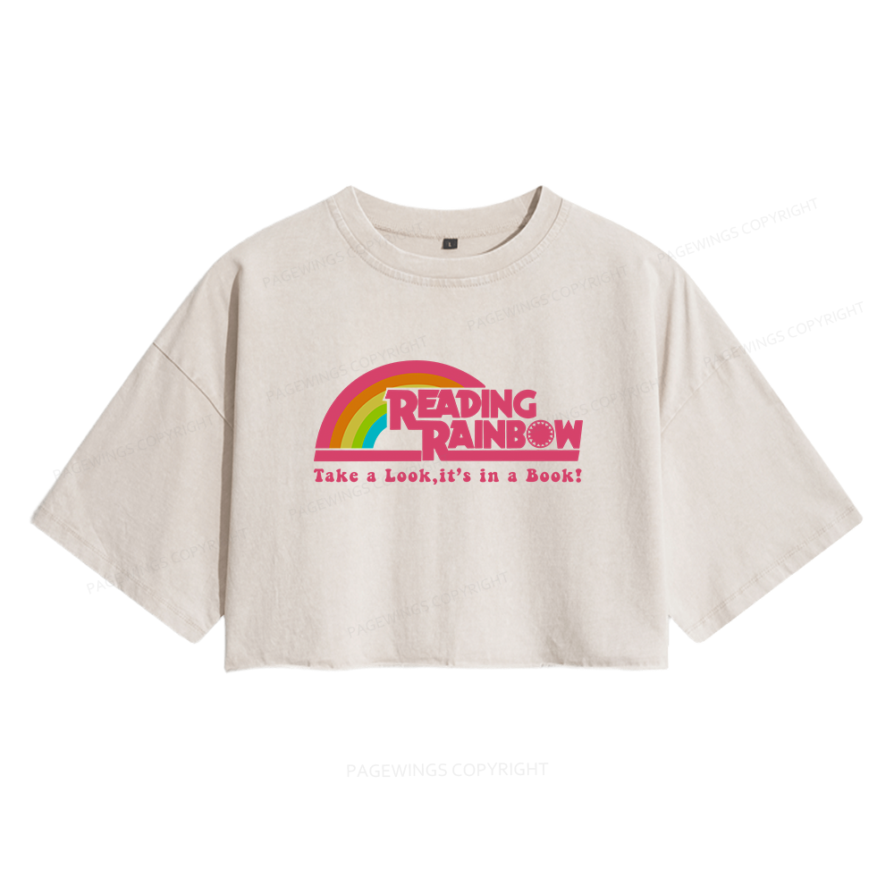 Pagewings Take a Look it's in a Book Women's Washed Cropped T-shirt