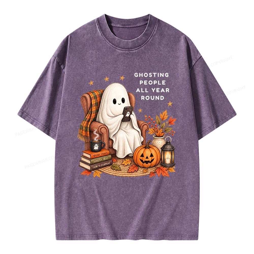 Pagewings Fall Coffee Bool Lover Unisex Washed T-shirt