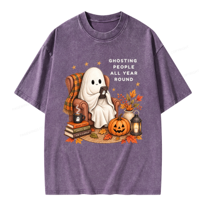Pagewings Fall Coffee Bool Lover Unisex Washed T-shirt