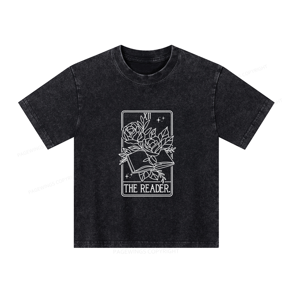 Pagewings The Reader Tarot Card Unisex Kids Washed T-shirt