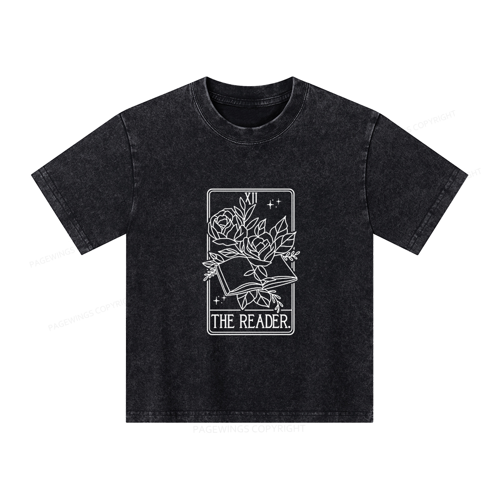 Pagewings The Reader Tarot Card Unisex Kids Washed T-shirt