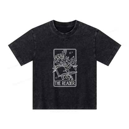 Pagewings The Reader Tarot Card Unisex Kids Washed T-shirt