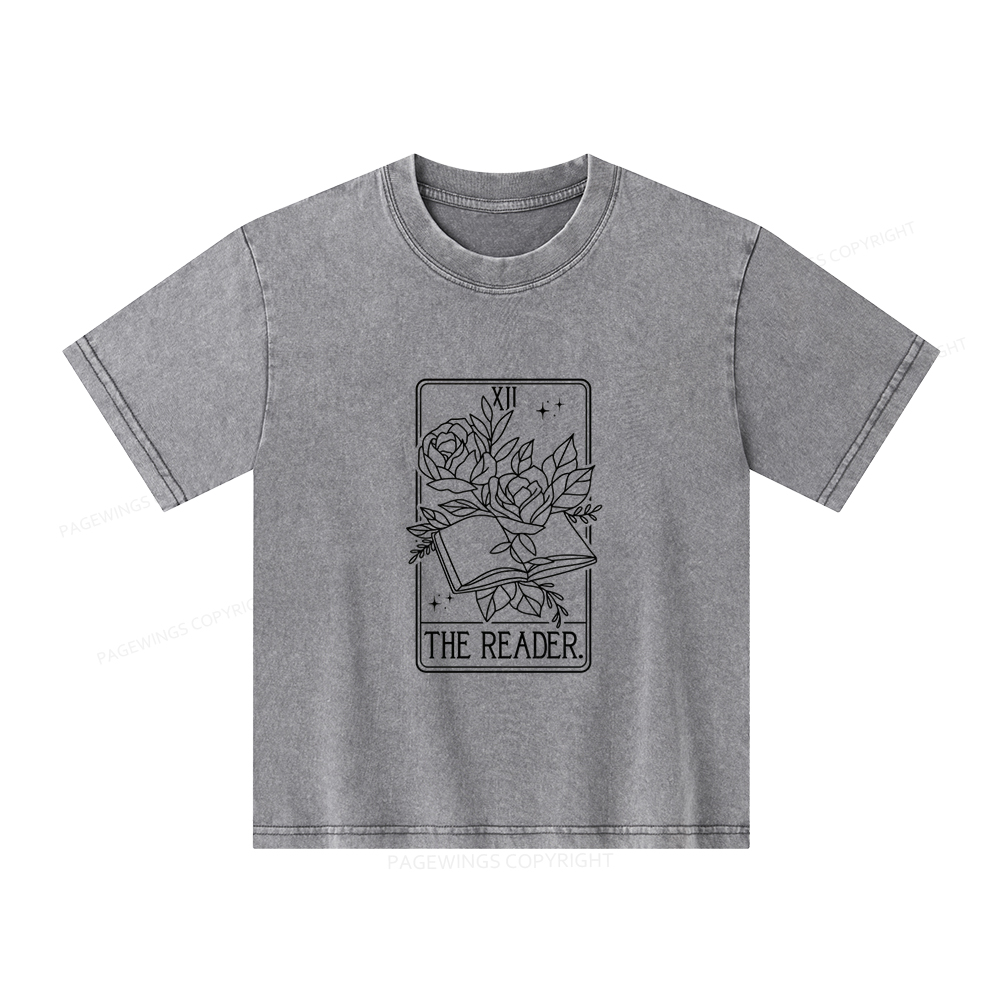 Pagewings The Reader Tarot Card Unisex Kids Washed T-shirt