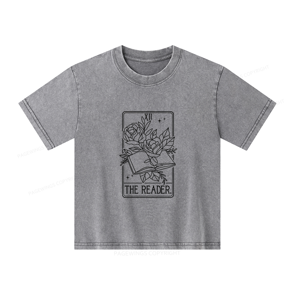 Pagewings The Reader Tarot Card Unisex Kids Washed T-shirt