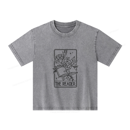Pagewings The Reader Tarot Card Unisex Kids Washed T-shirt
