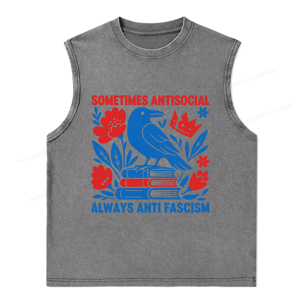 Pagewings Anti Fascism Unisex Washed Tank Top