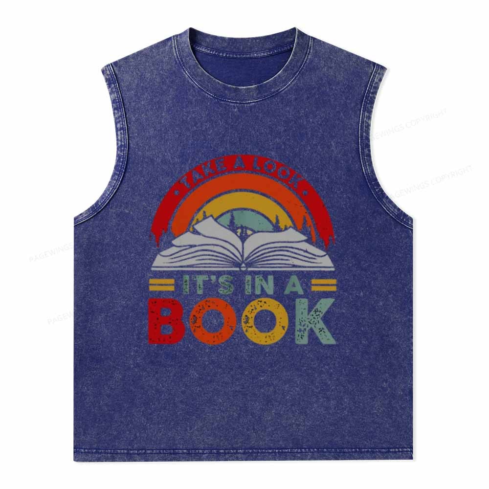 Pagewings Take A Look It's In A Book Unisex Washed Tank Top