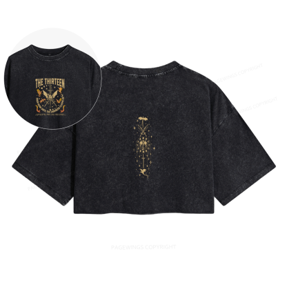 Pagewings The Thirteen Throne Of Glass Women's Washed Cropped T-shirt