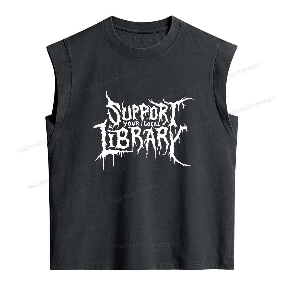 Pagewings Support Your Local Library Women's Washed Tank Top