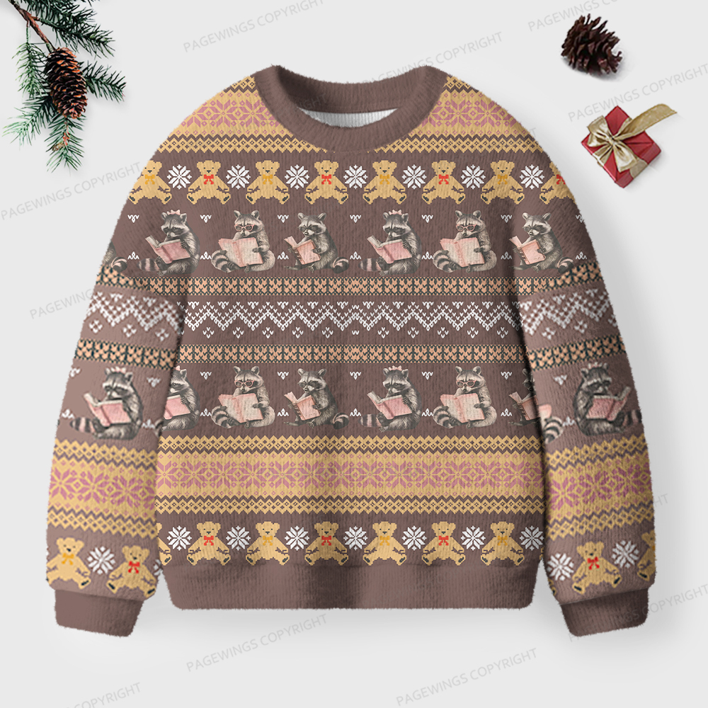 Pagewings Just A Raccoon Who Likes To Read Unisex Ugly Sweatshirt