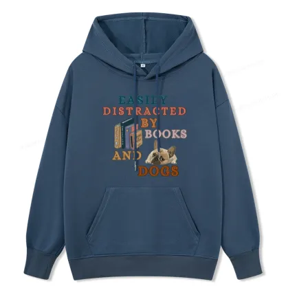 Pagewings Easily Distracted By Books And Dogs Unisex Classic Hoodie