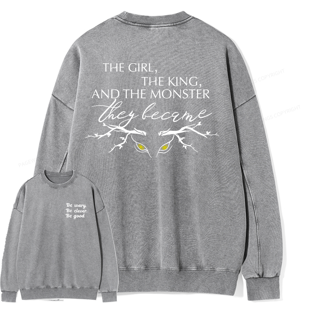Pagewings Be Wary Be Clever Be Good Unisex Washed Sweatshirt