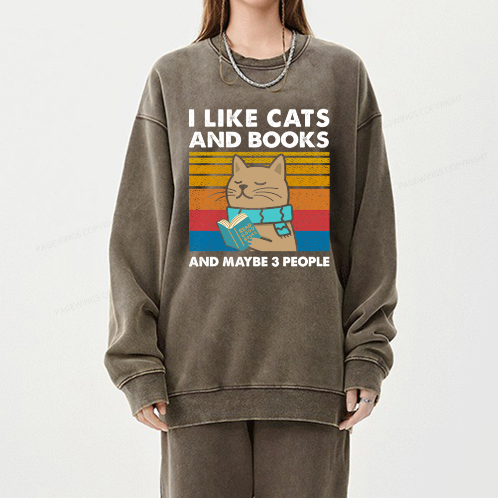 Pagewings Like Book And Maybe 3 People Unisex Washed Sweatshirt