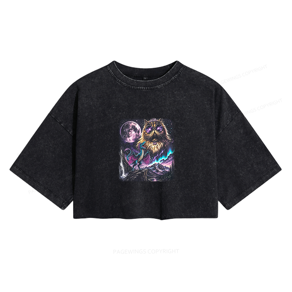 Pagewings Sci Fi Books Lover Women's Washed Cropped T-shirt