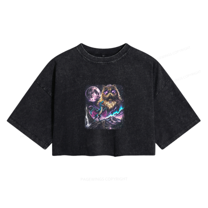 Pagewings Sci Fi Books Lover Women's Washed Cropped T-shirt