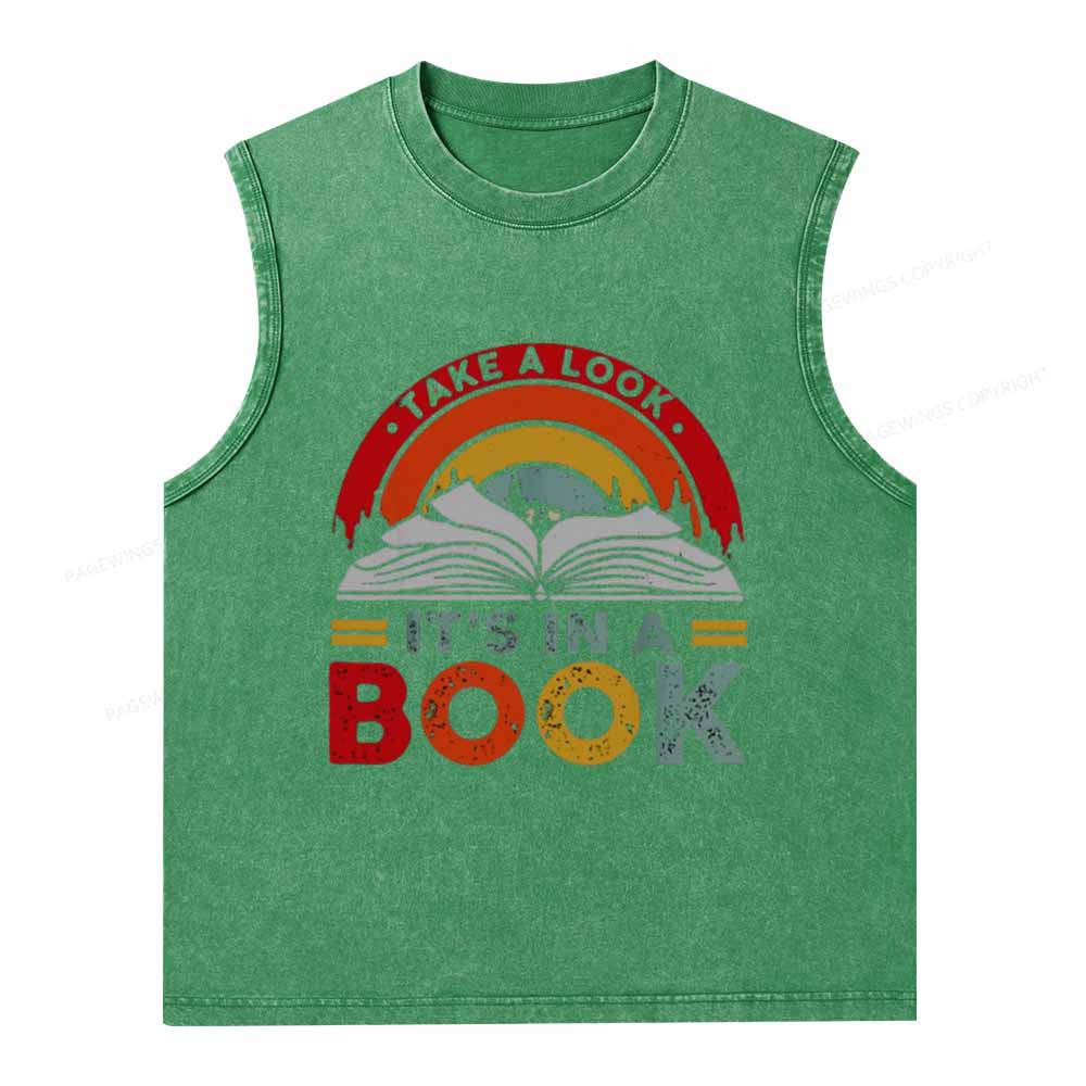 Pagewings Take A Look It's In A Book Unisex Washed Tank Top