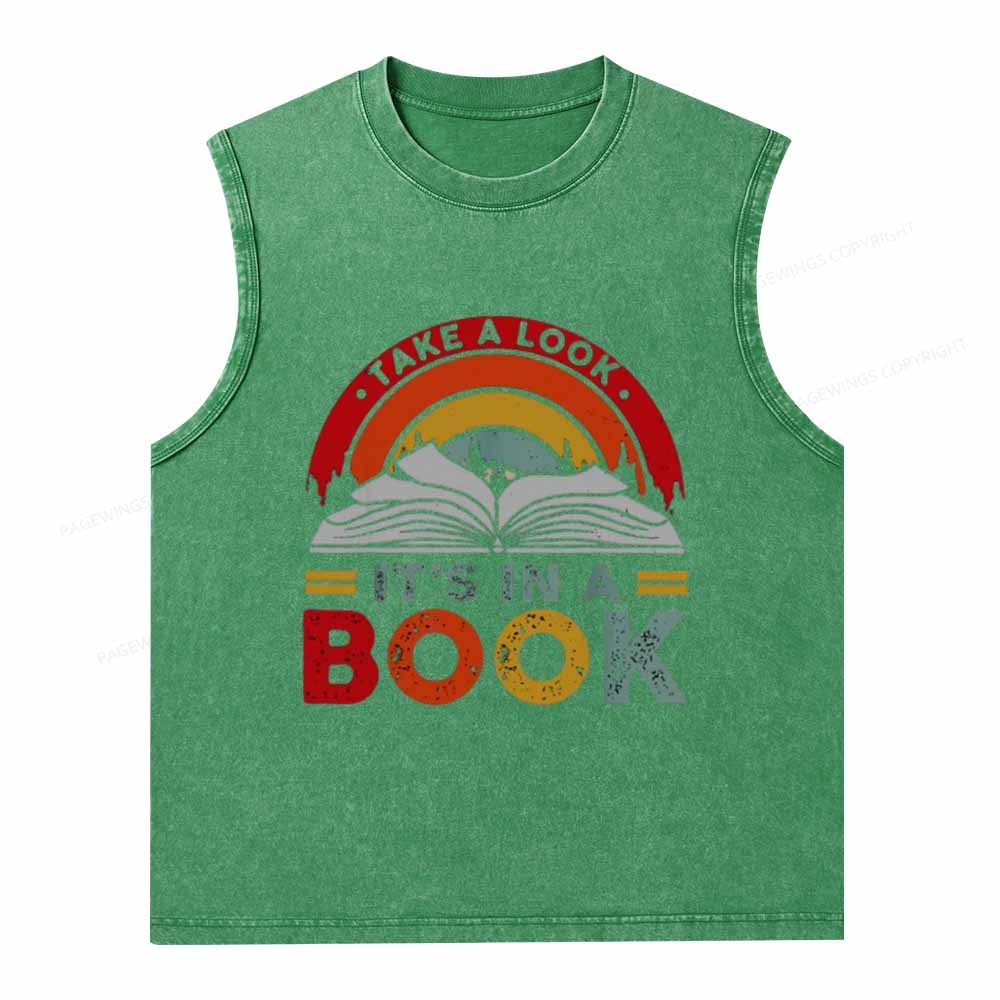 Pagewings Take A Look It's In A Book Unisex Washed Tank Top