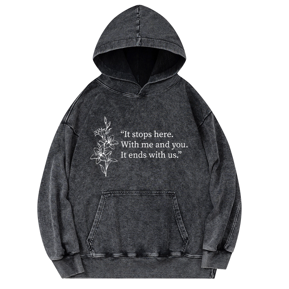 Pagewings It Ends With Us Unisex Washed Hoodie