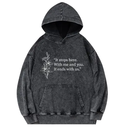 Pagewings It Ends With Us Unisex Washed Hoodie