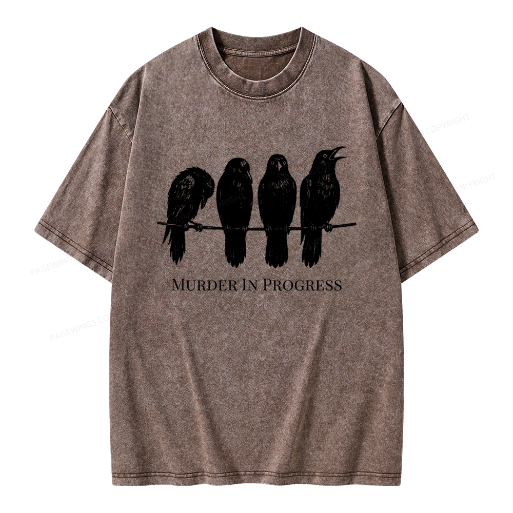 Pagewings Murder In Progress Unisex Washed T-shirt