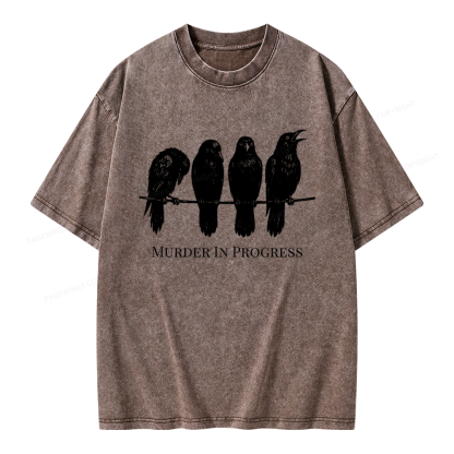 Pagewings Murder In Progress Unisex Washed T-shirt