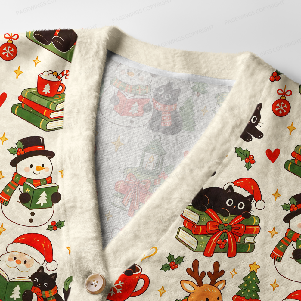 Pagewings Christmas Book Light Knit Unisex Cardigan Sweaters