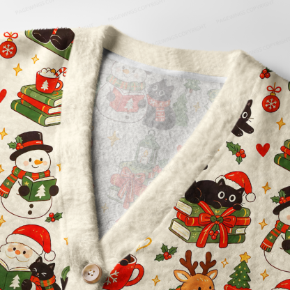 Pagewings Christmas Book Light Knit Unisex Cardigan Sweaters