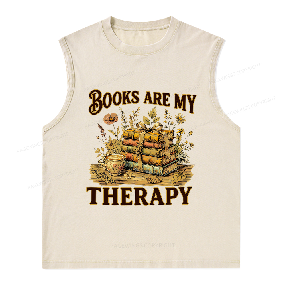 Pagewings Books Are My Therapy Unisex Washed Tank Top