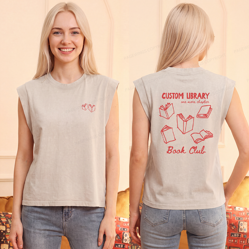 Pagewings Personalized Library Book Club Women's Washed Tank Top