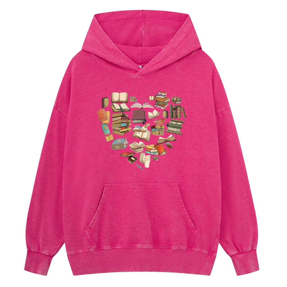 Pagewings Book Heart For Men And Women Unisex Washed Hoodie
