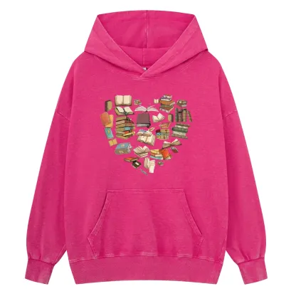 Pagewings Book Heart For Men And Women Unisex Washed Hoodie