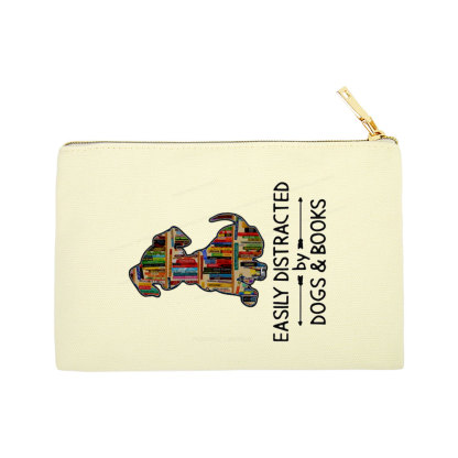 Pagewings Easily Distracted By Dogs And Books Pouch