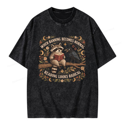 Pagewings When Banning Becomes Normal Unisex Washed T-shirt