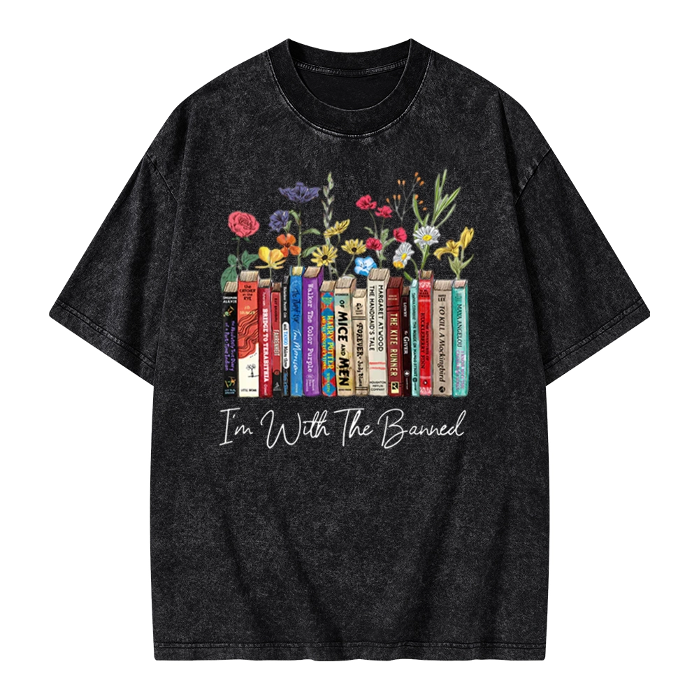 Pagewings I'm With The Banned Flowers Unisex Washed T-shirt
